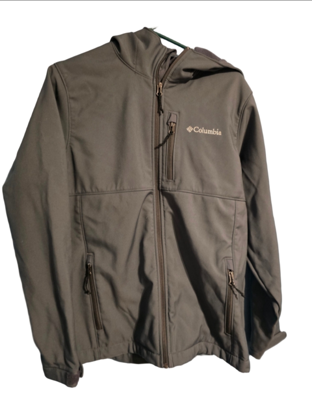 Men's Columbia Lightweight Hooded Softshell Jacket Grey Size M fall waterproof